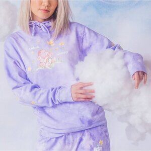 BSR by Samii Ryan Think Happy Purple tie-dye Care Bears Hoodie Size 2XL